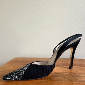 Judith Leiber crystal embellished sling back heels